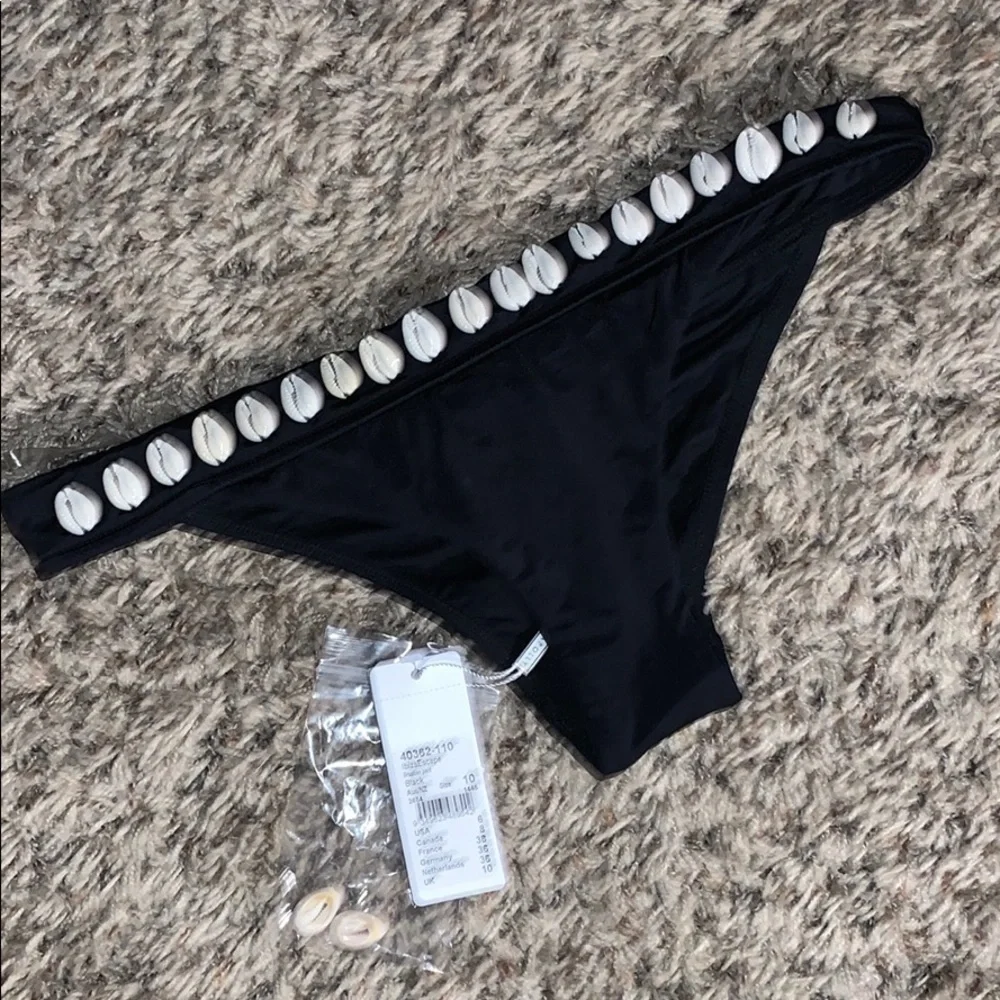 Seafolly Shell Embellished Brazilian Bikini Bottom 6 NWT